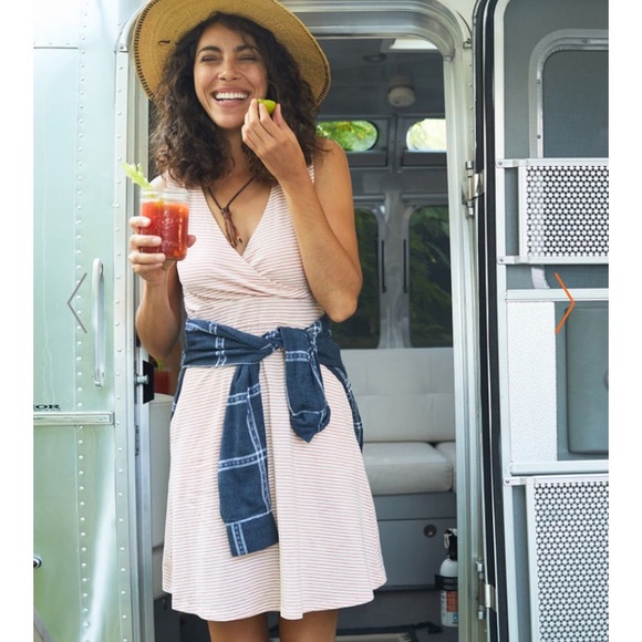 Toad&Co Dresses & Skirts - Toad & Co Sleeveless striped wrap dress
